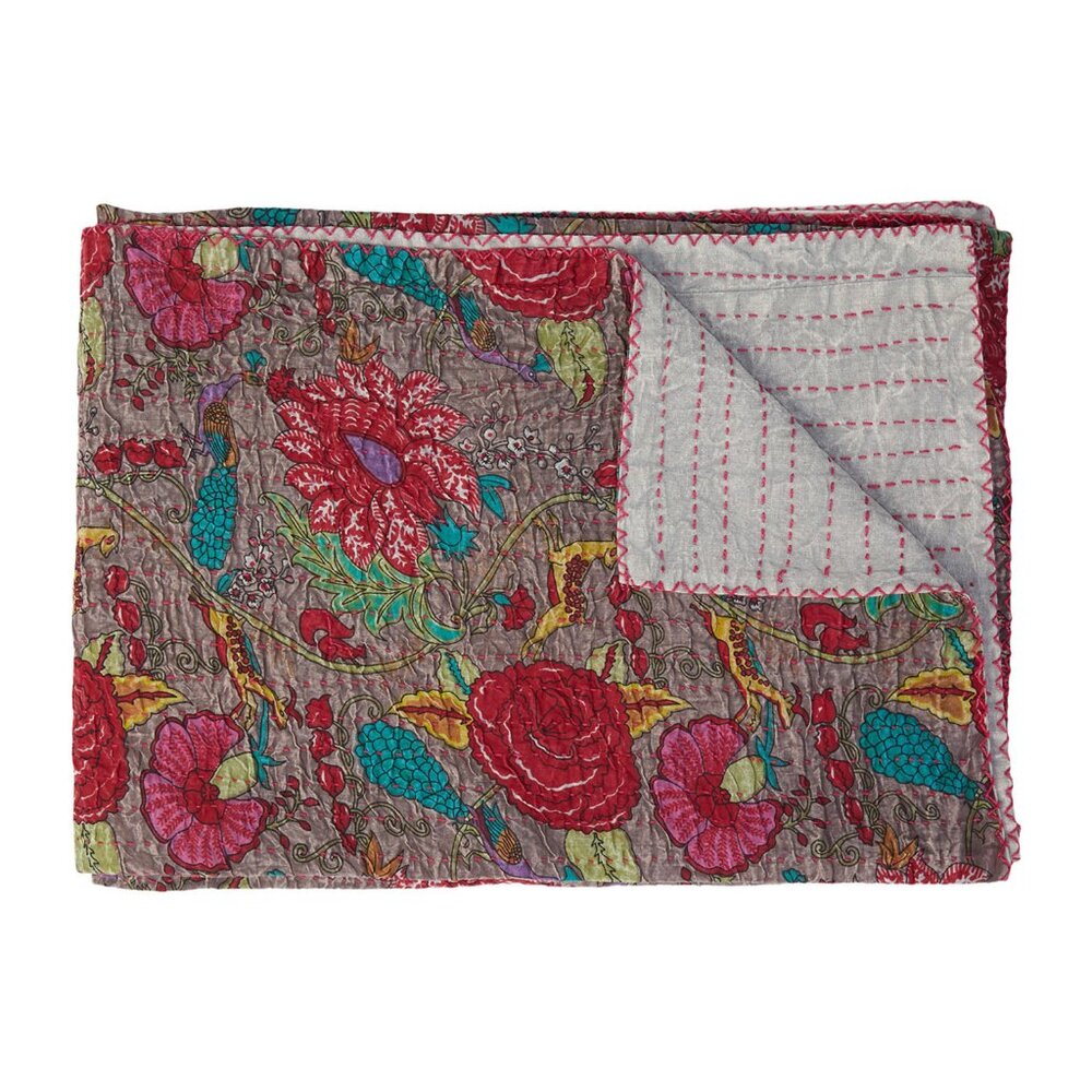 Taj Hotel Home Decor Kantha Cotton Throw | 1-Piece | Multicolor | 50"x70"